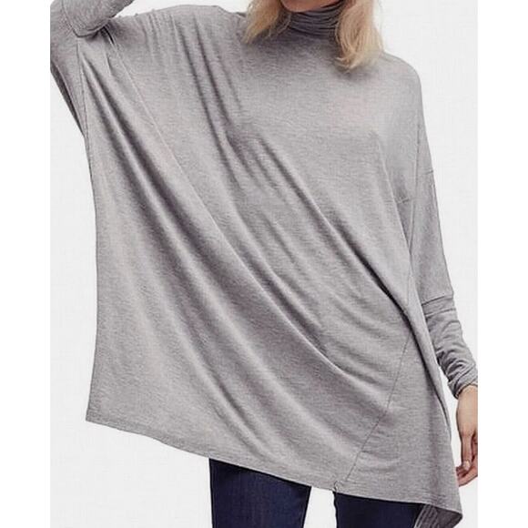 We the Free People Top Womens Sz M Oversized Gray Turtleneck Tunic Dolman Wool - Picture 2 of 14
